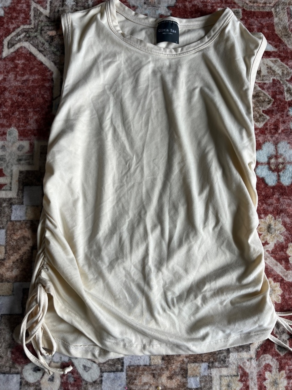 Olivia Rae Ivory Sleeveless Ruched Side Tank